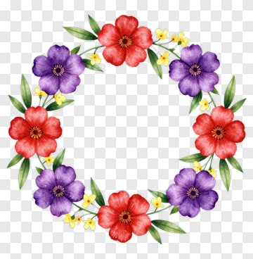 Colorful Floral Wreath PNG