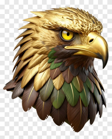 3D Eagle Head With Colorful Feathers PNG