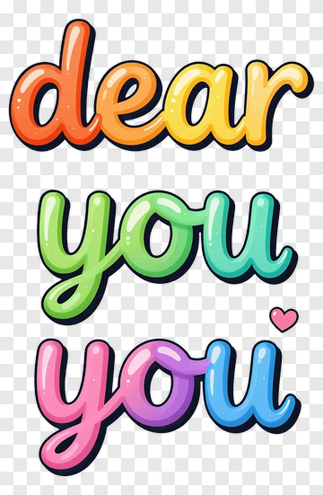 Colorful Dear You You Text Design PNG