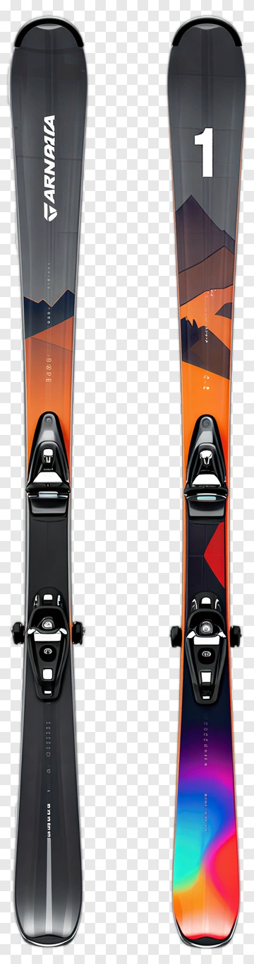 Ski Equipment With Colorful Design PNG