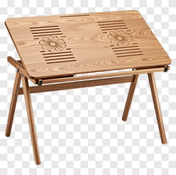 Wooden Folding Table With Floral Design PNG