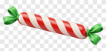 Candy Cane With Green Ribbons PNG