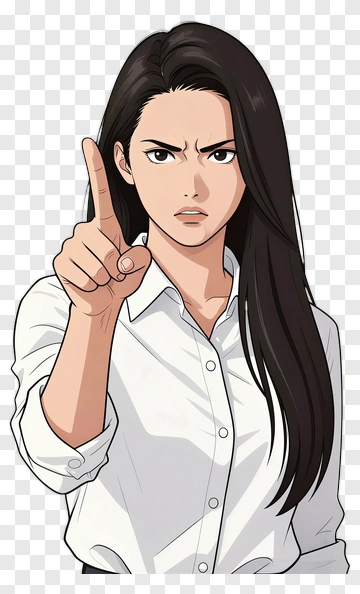 Woman Pointing With A Serious Expression PNG