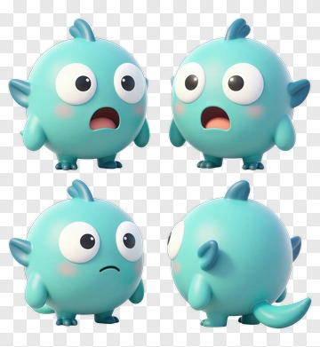 Cartoon Fish Character With Various Expressions PNG