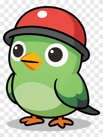 Cartoon Bird With Red Helmet PNG