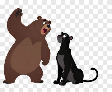 Cartoon Bear And Panther Interacting PNG