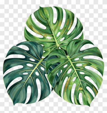 Monstera Leaves Arrangement PNG
