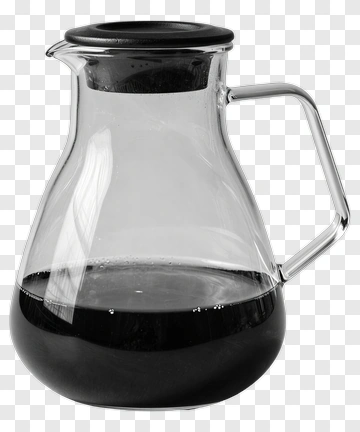 Glass Coffee Pitcher With Black Liquid PNG