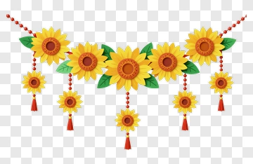 Colorful Sunflower Garland Decoration PNG