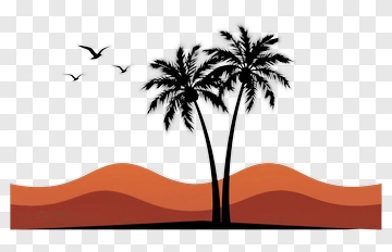 Palm Trees In A Desert Landscape PNG