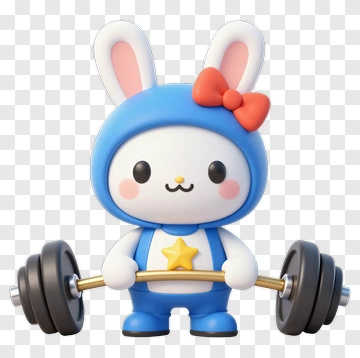Cartoon Bunny Lifting Weights PNG