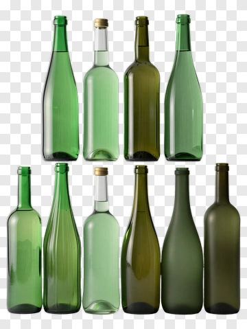 Collection Of Green Glass Bottles PNG