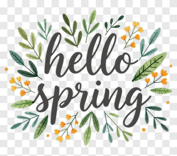 Hello Spring Floral Design PNG