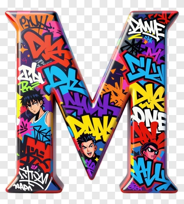 Colorful Graffiti Letter M PNG