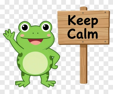 Cartoon Frog Waving With Keep Calm Sign PNG