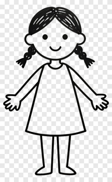 Cartoon Girl Smiling With Open Arms PNG
