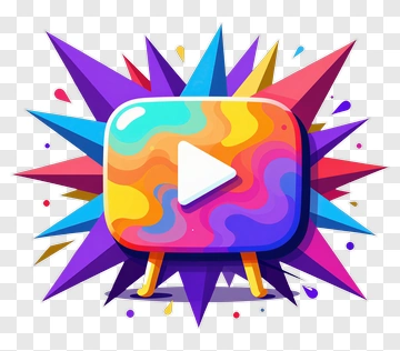 Colorful Play Button With Explosive Background PNG