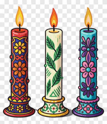 Colorful Decorative Candles PNG