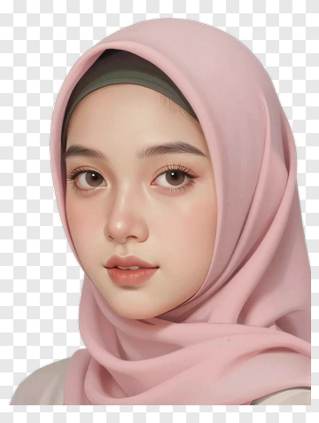 Portrait Of A Woman In A Pink Hijab PNG