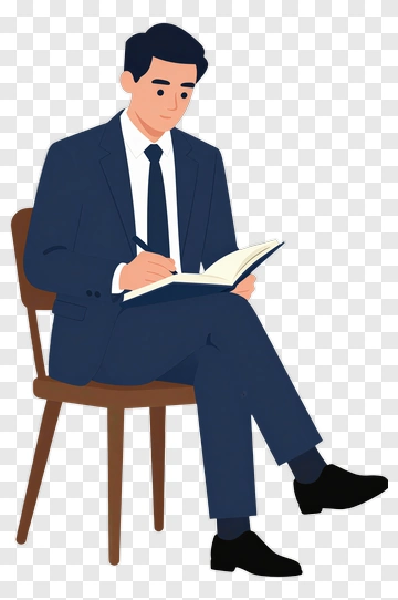 Businessman Sitting And Writing In A Notebook PNG