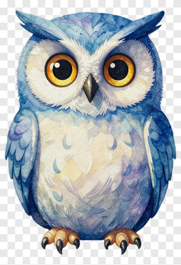 Watercolor Owl With Big Eyes PNG