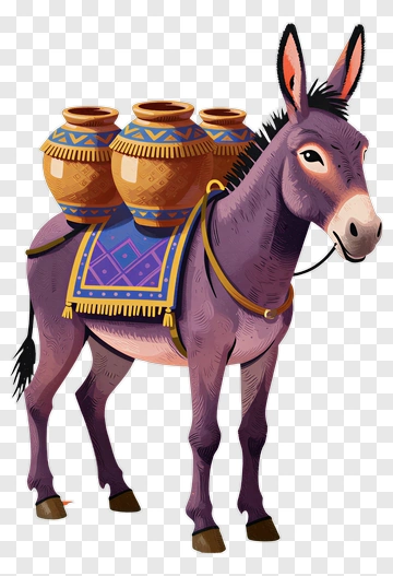 Donkey Carrying Jugs PNG