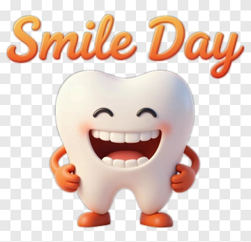Cartoon Tooth Celebrating Smile Day PNG