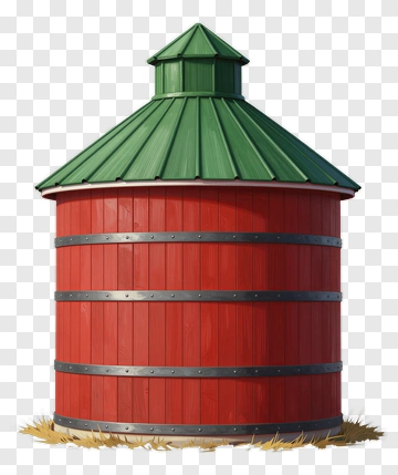 Red Barn With Green Roof PNG