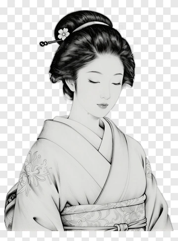 Japanese Woman In Traditional Kimono PNG