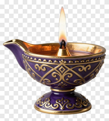 Decorative Oil Lamp With Flame PNG