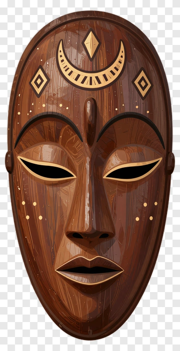 Wooden Tribal Mask PNG