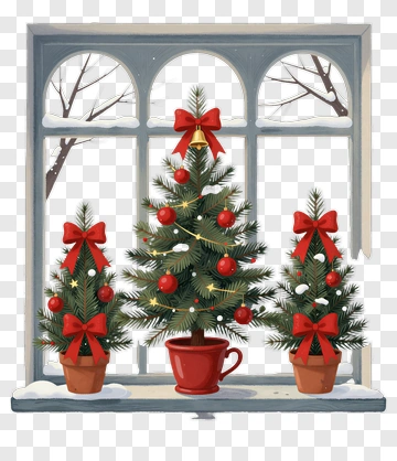 Christmas Trees In A Window PNG
