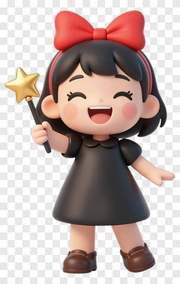 Cartoon Girl Holding A Magic Wand PNG