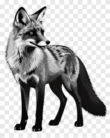 Black And White Fox PNG