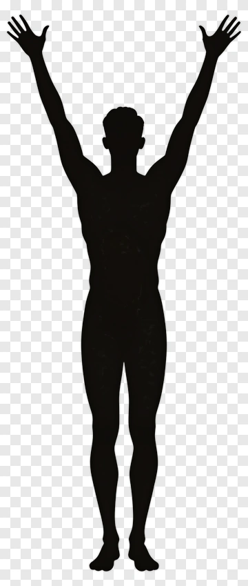 Silhouette Of A Person Standing With Arms Raised PNG