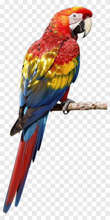 Colorful Macaw Parrot Perched On A Branch PNG