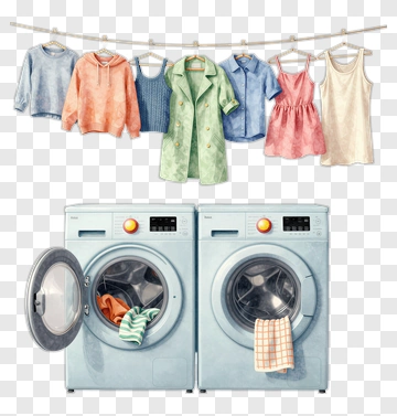 Washing Machines With Clothes Hanging To Dry PNG