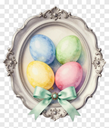 Colorful Easter Eggs In A Decorative Frame PNG