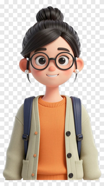3D Student With Glasses And Backpack PNG