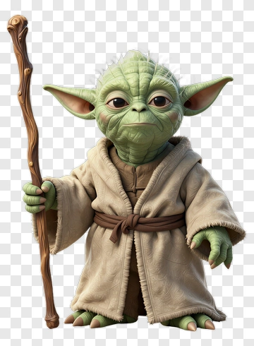 3D Jedi Master Holding A Walking Stick PNG