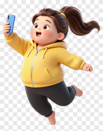 Cartoon Girl Taking A Selfie PNG