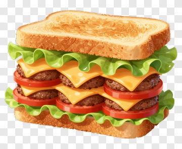 Cheeseburger Sandwich With Lettuce And Tomatoes PNG