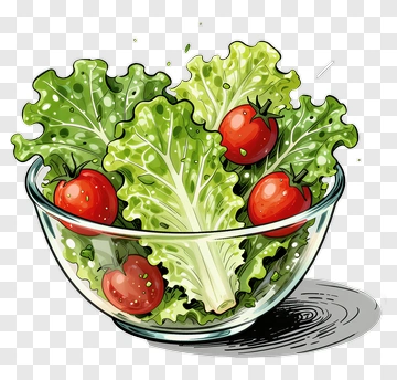 Fresh Salad Bowl With Lettuce And Tomatoes PNG