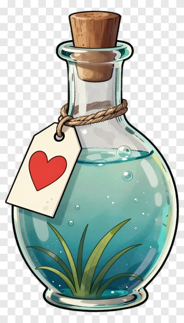 Love Potion Bottle With Tag PNG