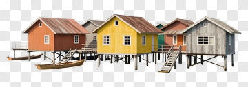 Colorful Wooden Houses On Stilts PNG