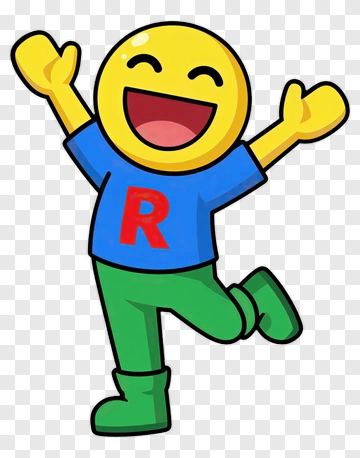 Cartoon Smiling Character With Arms Raised PNG