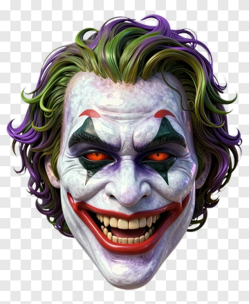 Joker Character With Colorful Hair And Makeup PNG