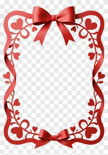 Red Heart-Shaped Frame With Bow PNG