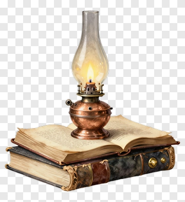 Vintage Oil Lamp On A Stack Of Books PNG
