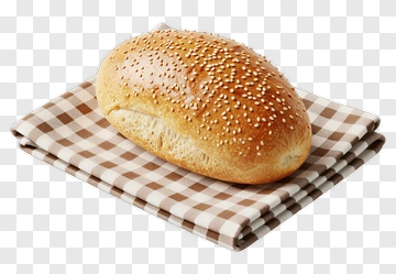 Sesame Seed Bread On A Checkered Cloth PNG